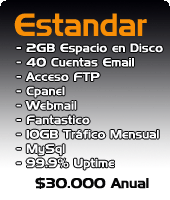 Plan Estandar Hosting 2000MB